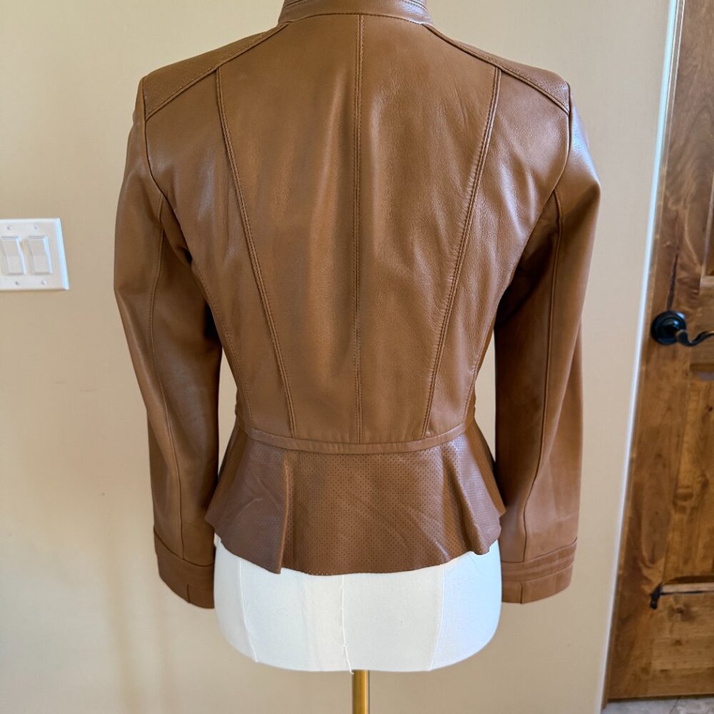 Tan Leather WHBM leather jacket, size XS - Picture 3 of 4